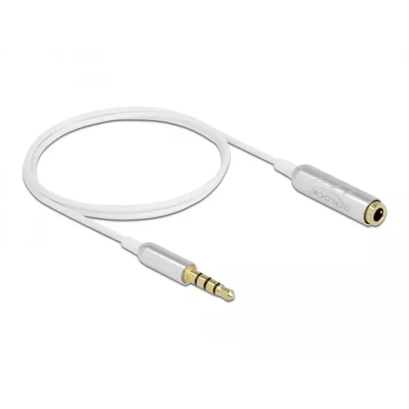 Cabo de extensão de áudio DeLOCK 66072 3,5 mm ficha macho para ficha fêmea ultra fino 0,5 m branco
