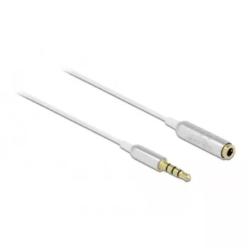 Cabo de extensão de áudio DeLOCK 66072 3,5 mm ficha macho para ficha fêmea ultra fino 0,5 m branco