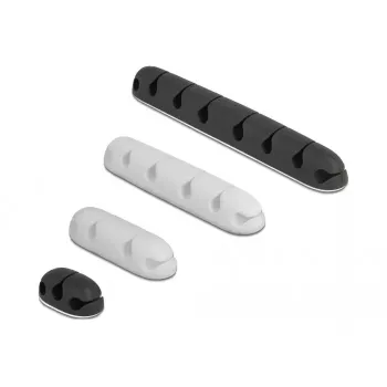 Fixador de cabos DeLOCK 18402 conjunto combinado autoadesivo 4 unid. preto branco