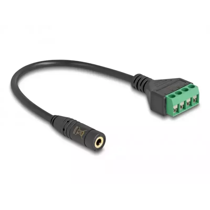 DeLOCK 66295 Cabo adaptador de áudio, 3,5 mm 4 pinos fêmea para bloco de terminais, 20 cm