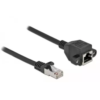 Cabo de extensão de rede DeLOCK S/FTP RJ45 macho para RJ45 fêmea Cat.6A 1 m preto 87001