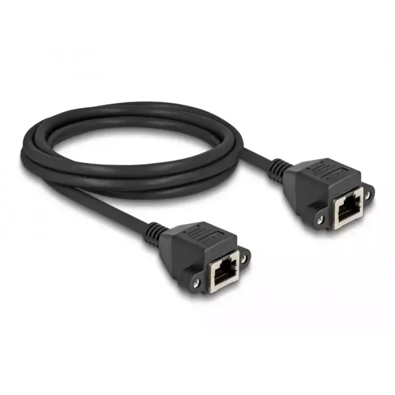Cabo de extensão DeLOCK RJ50 fêmea para fêmea S/FTP 2 m preto
