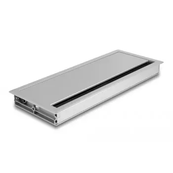 Passa-cabos DELOCK 66864 para secretária, prateado, 120×300×28 mm