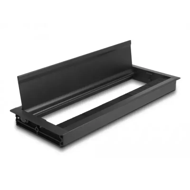 Passa-cabos DeLOCK para montagem em mesa com escova 300 x 120 x 28 mm preto