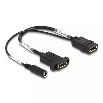 Cabo DisplayPort DeLOCK 4K 60 Hz alimentação DC 0,30 m montagem em painel