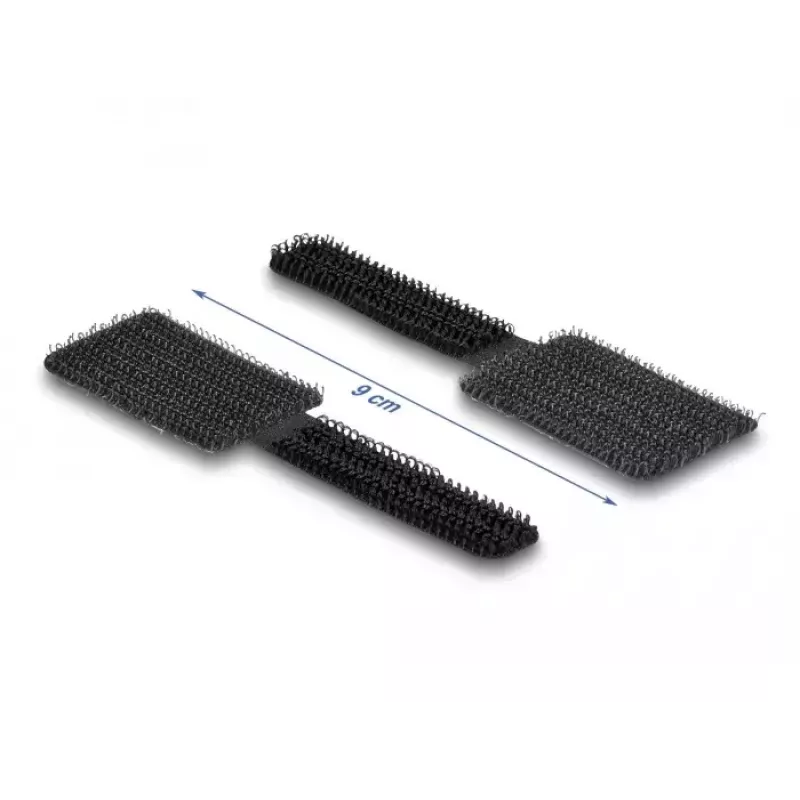 Fixador de cabos DeLOCK mini com velcro 90 mm x 24 mm autoadesivo 10 unid. preto