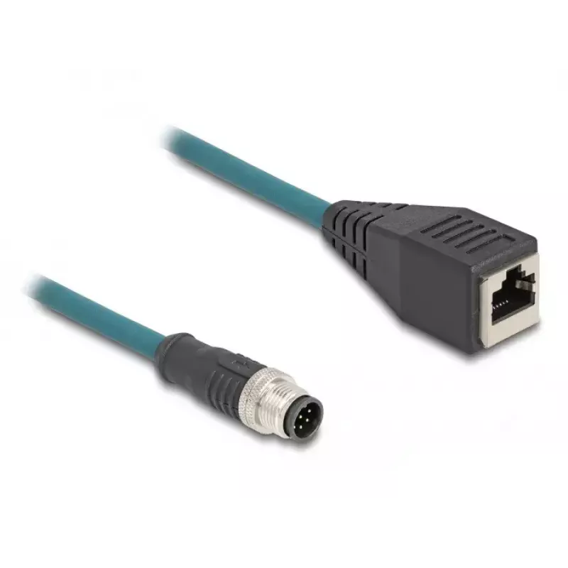 Cabo adaptador DeLOCK M12 codificação A 8 pinos macho para RJ45 fêmea 50 cm