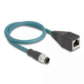 Cabo adaptador DeLOCK M12 codificação A 8 pinos macho para RJ45 fêmea 50 cm