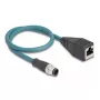 Cabo adaptador DeLOCK M12 codificação A 8 pinos macho para RJ45 fêmea 50 cm