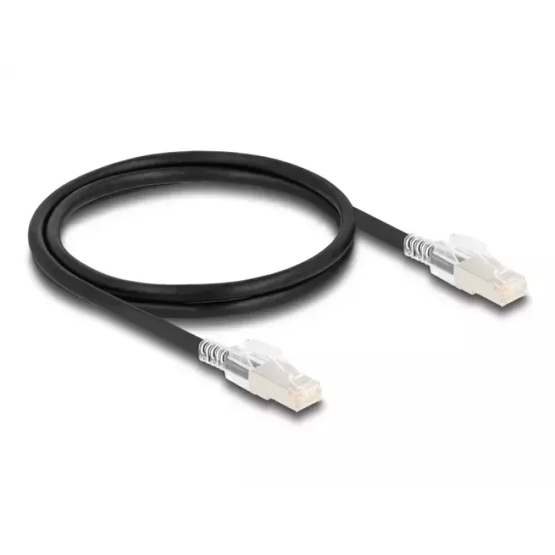 Cabo de rede DELOCK 80255 Cat6a S/FTP (S-STP) RJ-45–RJ-45 preto 1 m