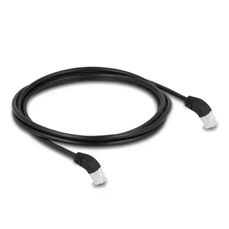 Cabo de rede DeLOCK RJ45 Cat.6A 45° angular para baixo 2m preto
