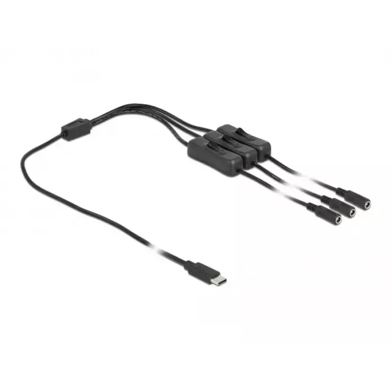 Cabo DeLOCK 86801 de ficha USB Type-C para 3 x conector fêmea DC 5,5 x 2,1 mm