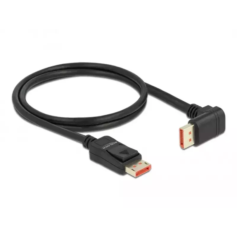 Cabo DisplayPort DeLOCK 8K 60 Hz 1 m ficha reta para ficha angular 90° para baixo