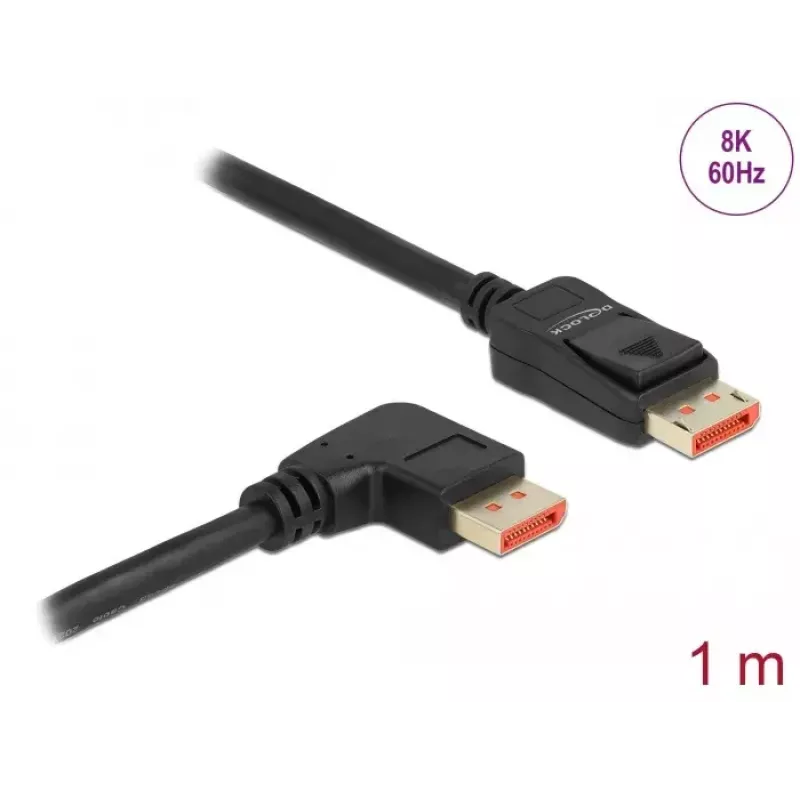 Cabo DisplayPort DeLOCK 8K 60 Hz 1 m ficha para ficha angular 90°