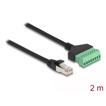 Cabo DeLOCK RJ45 Cat.6 ficha para adaptador de bloco de terminais 2 m preto verde