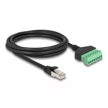 Cabo DeLOCK RJ45 Cat.6 ficha para adaptador de bloco de terminais 2 m preto verde
