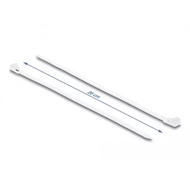 DeLOCK Abraçadeiras reutilizáveis, 200 x 4.8 mm, branco, 100 un.