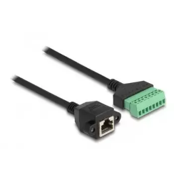 Cabo DeLOCK RJ45 Cat.6 conector fêmea para adaptador de bloco de terminais 2 m