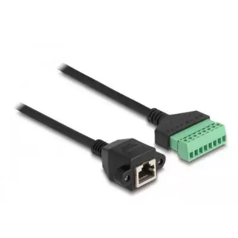 Cabo DeLOCK RJ45 Cat.6 conector fêmea para adaptador de bloco de terminais 2 m