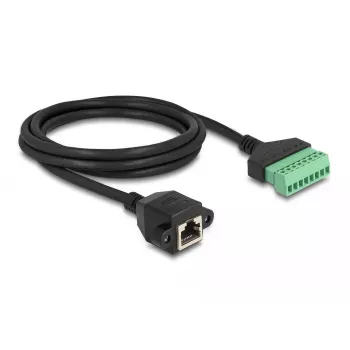 Cabo DeLOCK RJ45 Cat.6 conector fêmea para adaptador de bloco de terminais 2 m