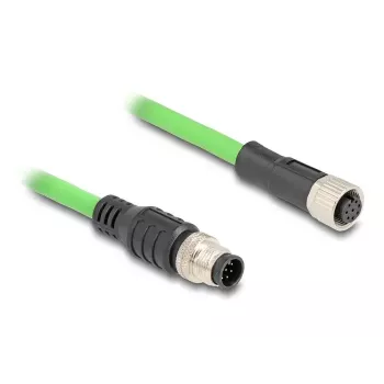 Cabo de rede DeLOCK M12 codificação A 8 polos ficha para conector fêmea PUR (TPU) 2 m preto