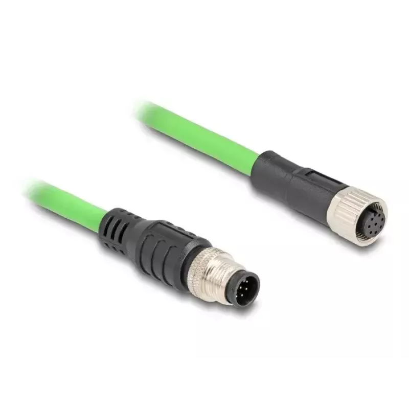 Cabo de rede DeLOCK M12 codificação A 8 polos ficha para conector fêmea PUR (TPU) 2 m preto