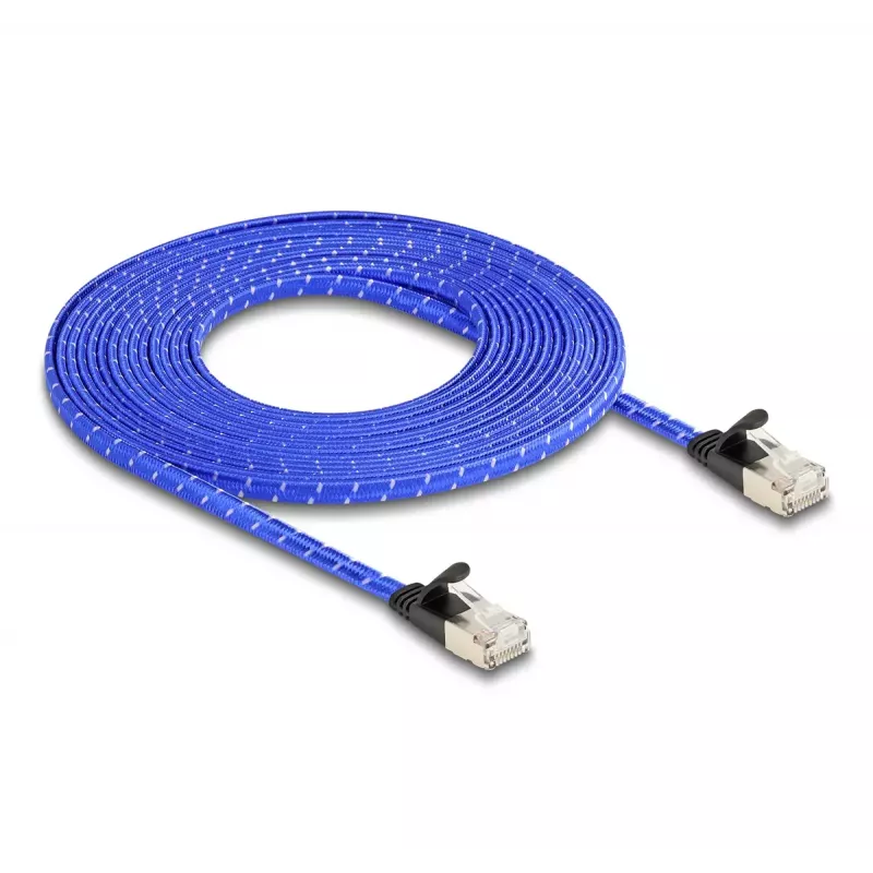 Cabo de rede DeLOCK RJ45 plano Cat.6A 5 m azul