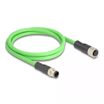 Cabo de rede DeLOCK M12 codificação D 4 polos ficha para conector fêmea PUR (TPU) 2 m