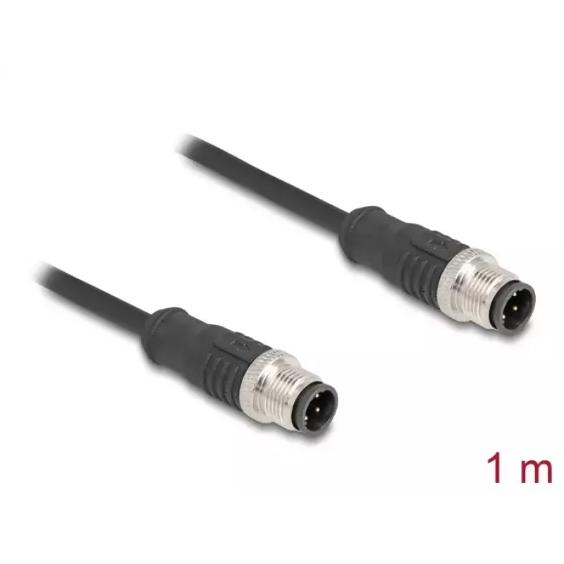 Cabo de rede DeLOCK M12 codificação D 4 polos ficha para ficha Cat5e 1 m preto