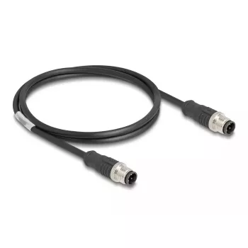 Cabo de rede DeLOCK M12 codificação D 4 polos ficha para ficha Cat5e 1 m preto
