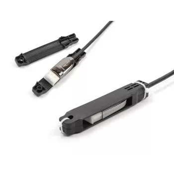 Dispositivo de puxar cabos DELOCK para cabos óticos ativos, preto, largura 20 mm, profundidade 113 mm, raio de curvatura mínimo 5 mm
