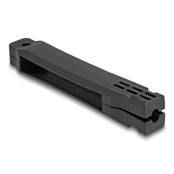 Dispositivo de puxar cabos DELOCK para cabos óticos ativos, preto, largura 20 mm, profundidade 113 mm, raio de curvatura mínimo 5 mm