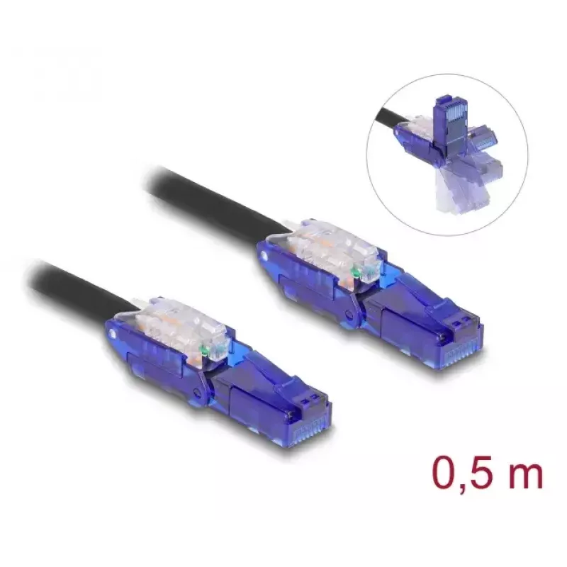 Cabo de rede DeLOCK 80925 RJ-45 Cat6 0,5m preto violeta