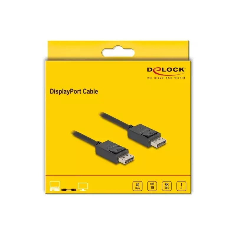 Cabo DisplayPort DeLOCK 80492 8K 60Hz 40Gbps 1m