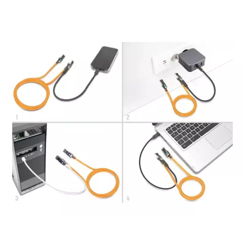 Cabo de rede DeLOCK RJ45 USB Type-C Cat.6A 7,5 m laranja