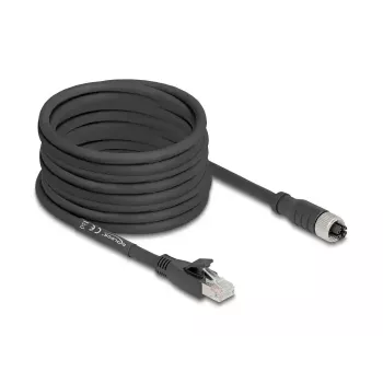 Cabo de rede DeLOCK 80595 M12 para RJ-45 Cat5e 10 m preto