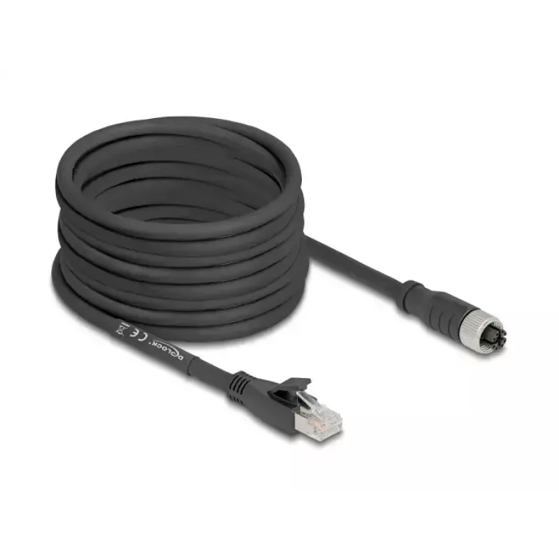 Cabo de rede DeLOCK 80595 M12 para RJ-45 Cat5e 10 m preto
