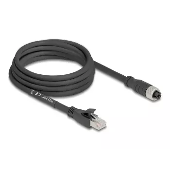 Cabo de rede DeLOCK 80591 M12 para RJ-45 Cat5e 3 m preto
