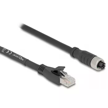 Cabo de rede DeLOCK 80591 M12 para RJ-45 Cat5e 3 m preto
