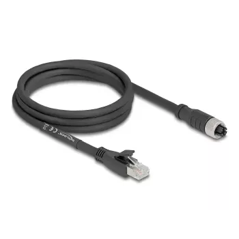 Cabo de rede DeLOCK 80590 M12 para RJ-45 Cat5e 2 m preto