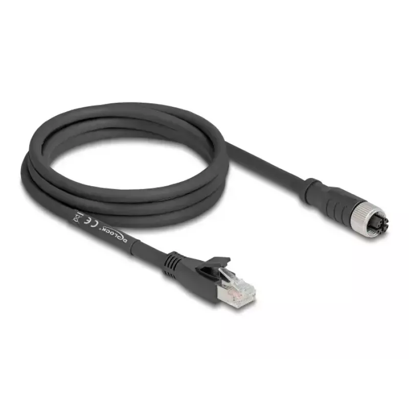 Cabo de rede DeLOCK 80590 M12 para RJ-45 Cat5e 2 m preto