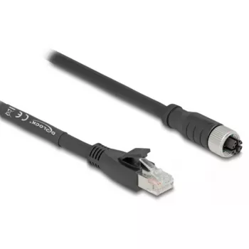 Cabo de rede DeLOCK 80590 M12 para RJ-45 Cat5e 2 m preto