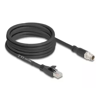 Cabo de rede DeLOCK 80585 M12 para RJ-45 Cat5e 5 m preto