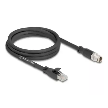 Cabo de rede DeLOCK 80579 M12 para RJ-45 Cat5e 2 m preto