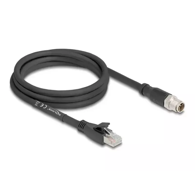 Cabo de rede DeLOCK 80579 M12 para RJ-45 Cat5e 2 m preto