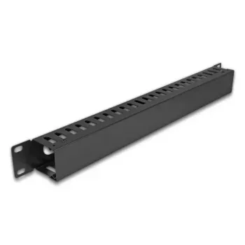 Painel de gestão de cabos DELOCK 19 polegadas 1U metal, 2 aberturas, preto