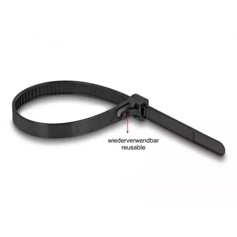 DeLOCK Abraçadeiras reutilizáveis resistentes ao calor, 200 x 7.5 mm, preto, 100 un.