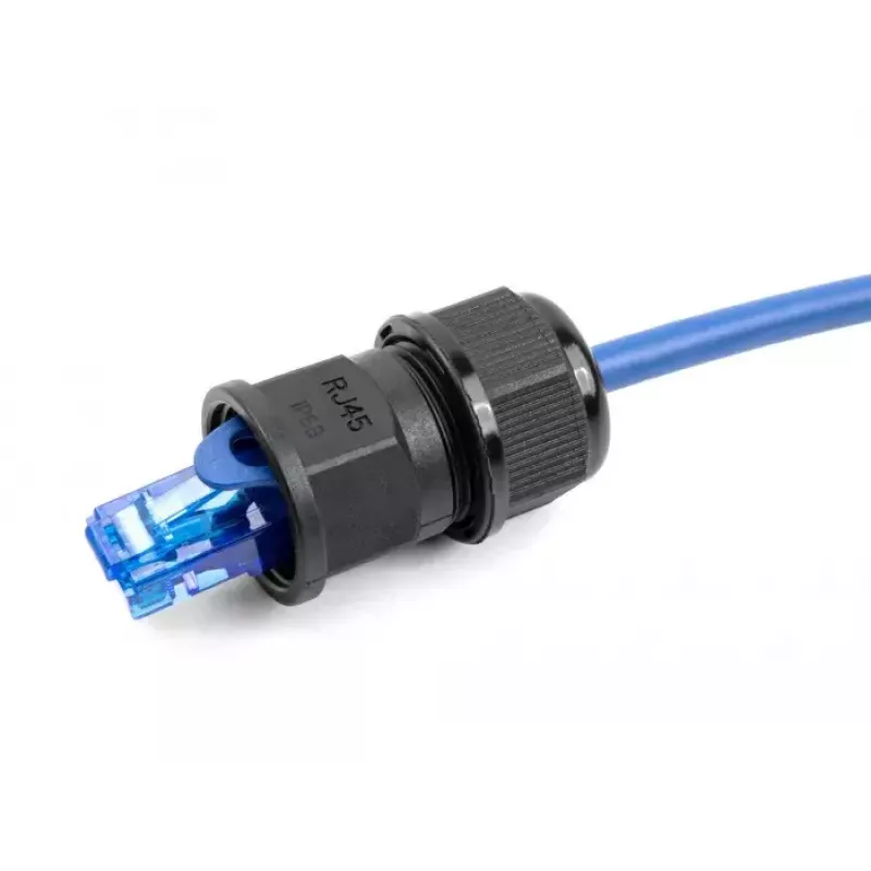 Tomada de passagem RJ45 DeLOCK IP67 à prova de água preto