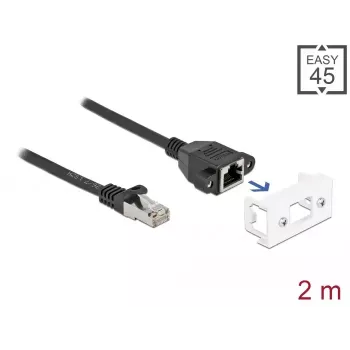 Cabo de rede DeLOCK 87112 2 m Cat6a S/FTP RJ-45 Preto Branco