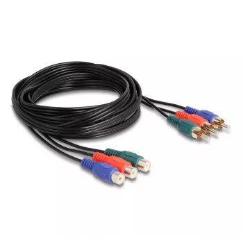 Cabo de extensão RCA RGB DeLOCK 3 x macho para 3 x fêmea 3 m